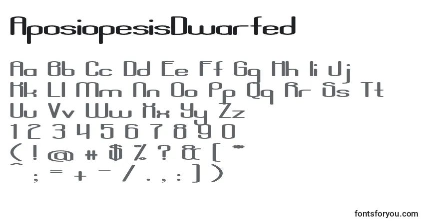 Czcionka AposiopesisDwarfed – alfabet, cyfry, specjalne znaki