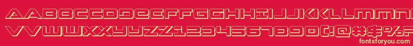 Strikelord3D-Schriftart – Gelbe Schriften auf rotem Hintergrund