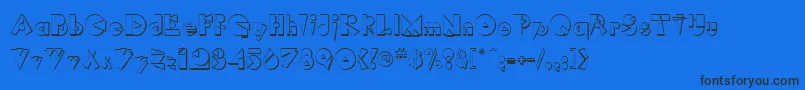 RimrockRegular-Schriftart – Schwarze Schriften auf blauem Hintergrund