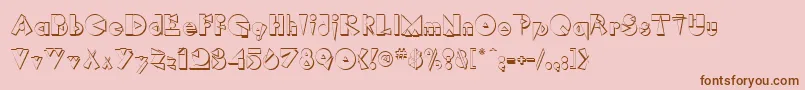 RimrockRegular-Schriftart – Braune Schriften auf rosa Hintergrund