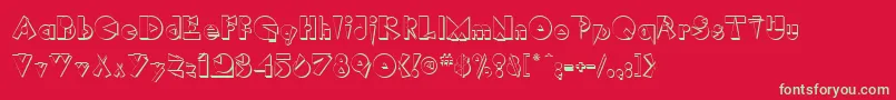 フォントRimrockRegular – 赤い背景に緑の文字