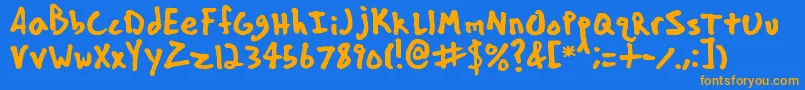 フォントIanfont – オレンジ色の文字が青い背景にあります。