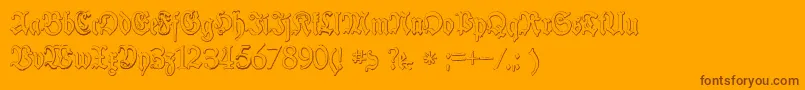 Weitere Informationen zur SchneiderBuchDeutschBeveledFree-Schriftart SchneiderBuchDeutschBeveledFree-Schriftart – Braune Schriften auf orangefarbenem Hintergrund