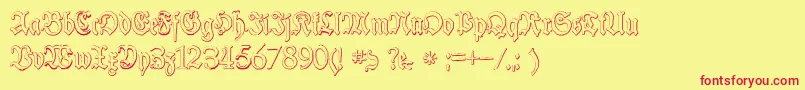 フォントSchneiderBuchDeutschBeveledFree – 赤い文字の黄色い背景