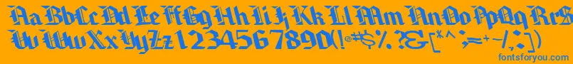 Brawnyarmslight99RegularTtcon-Schriftart – Blaue Schriften auf orangefarbenem Hintergrund