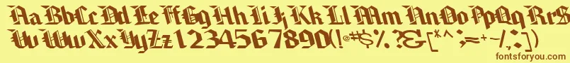 Brawnyarmslight99RegularTtcon Font – Brown Fonts on Yellow Background