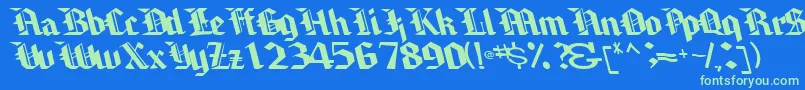 Brawnyarmslight99RegularTtcon Font – Green Fonts on Blue Background