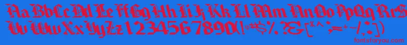 Brawnyarmslight99RegularTtcon Font – Red Fonts on Blue Background