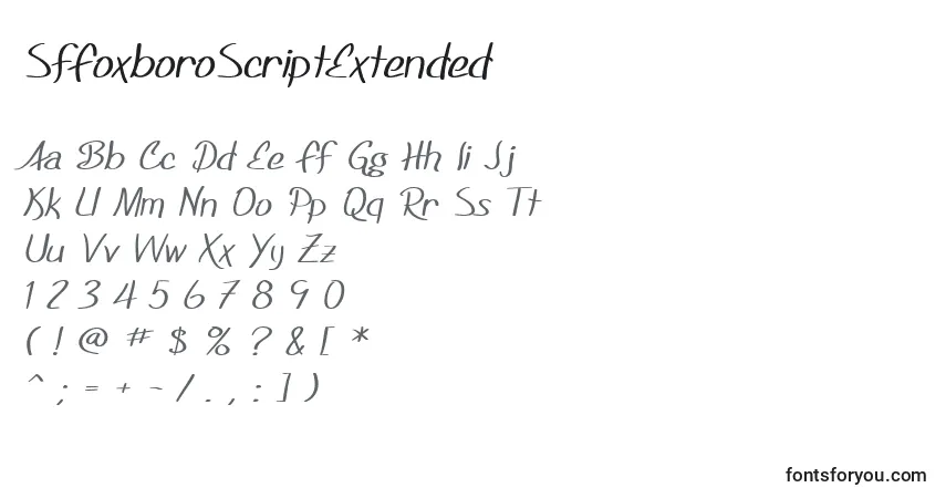 Fuente SfFoxboroScriptExtended - alfabeto, números, caracteres especiales