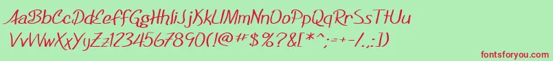 SfFoxboroScriptExtended Font – Red Fonts on Green Background