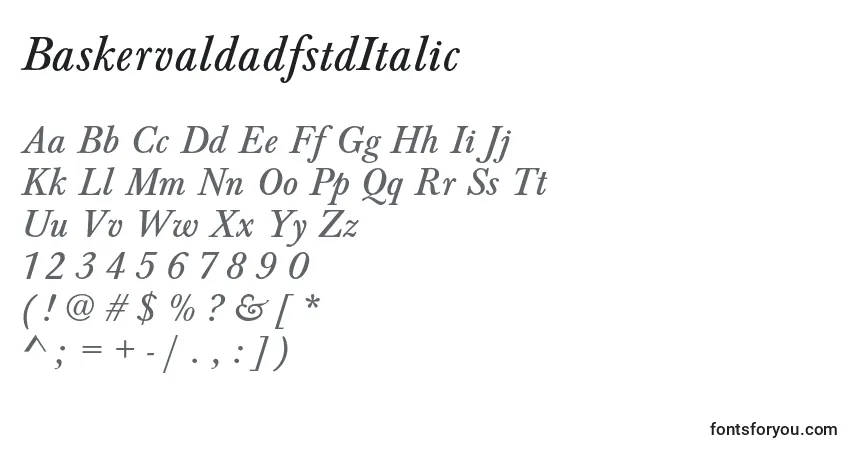 Police BaskervaldadfstdItalic - Alphabet, Chiffres, Caractères Spéciaux