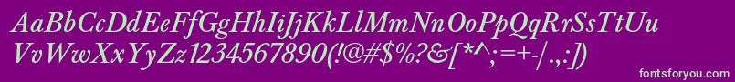 BaskervaldadfstdItalic Font – Green Fonts on Purple Background