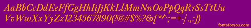 BaskervaldadfstdItalic Font – Orange Fonts on Purple Background