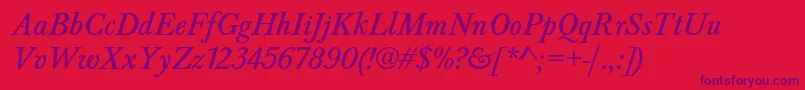 BaskervaldadfstdItalic Font – Purple Fonts on Red Background