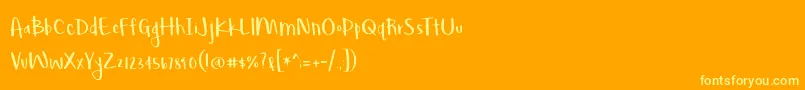 Lovegood-Schriftart – Gelbe Schriften auf orangefarbenem Hintergrund