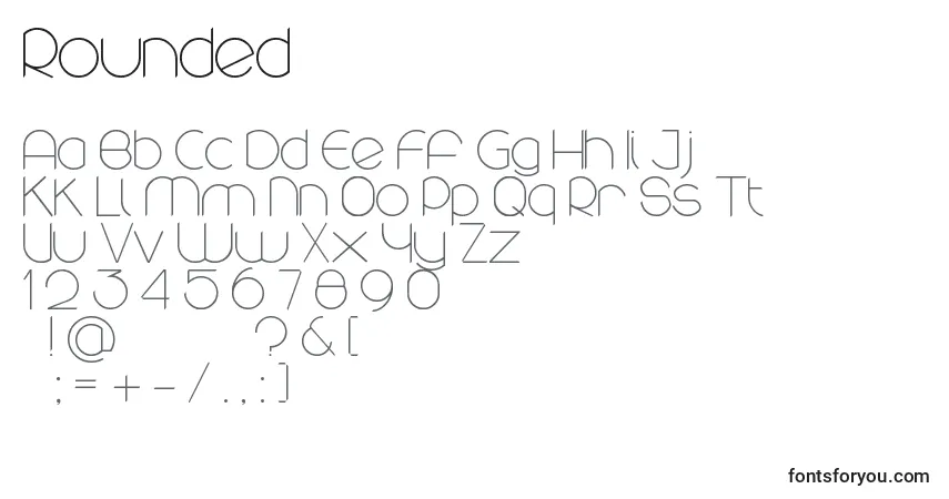 Czcionka Rounded – alfabet, cyfry, specjalne znaki