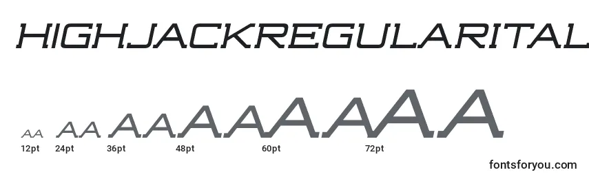 HighjackRegularItalic Font Sizes