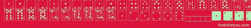 フォントPlayingCards – 赤い背景に緑の文字