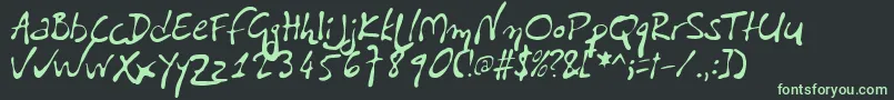 PfliberaproLiberissima-fontti – vihreät fontit mustalla taustalla