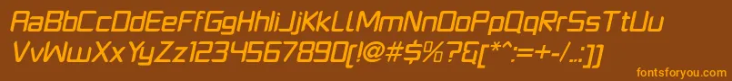 PlatformoneMediumitalic-Schriftart – Orangefarbene Schriften auf braunem Hintergrund
