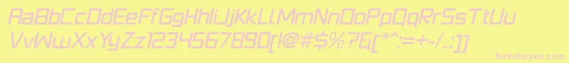 PlatformoneMediumitalic-fontti – vaaleanpunaiset fontit keltaisella taustalla