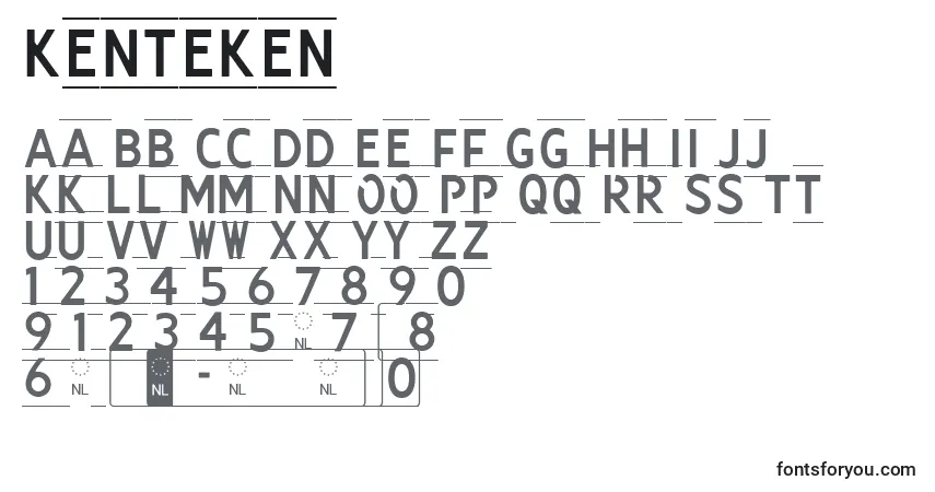 Schriftart Kenteken – Alphabet, Zahlen, spezielle Symbole