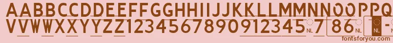 Kenteken-Schriftart – Braune Schriften auf rosa Hintergrund