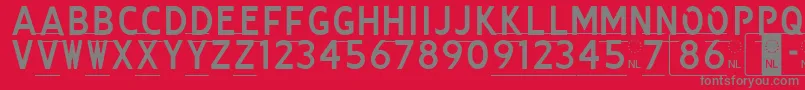 Kenteken Font – Gray Fonts on Red Background