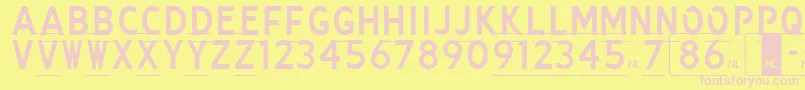 Kenteken Font – Pink Fonts on Yellow Background
