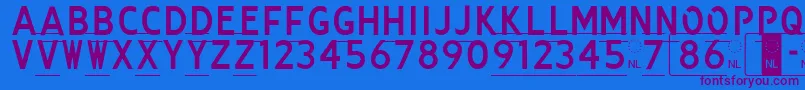 Kenteken Font – Purple Fonts on Blue Background
