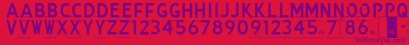 Kenteken Font – Purple Fonts on Red Background