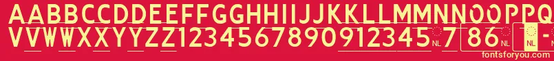 Kenteken Font – Yellow Fonts on Red Background