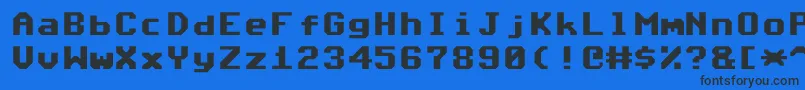 Commodore64Angled-Schriftart – Schwarze Schriften auf blauem Hintergrund