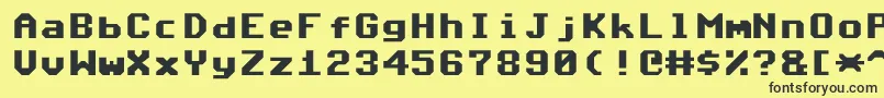 Commodore64Angled Font – Black Fonts on Yellow Background