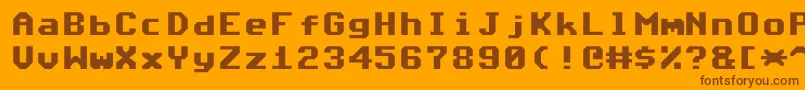 Commodore64Angled-fontti – ruskeat fontit oranssilla taustalla