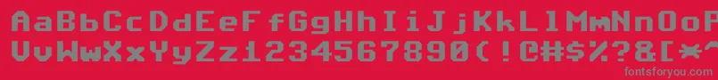 Czcionka Commodore64Angled – szare czcionki na czerwonym tle