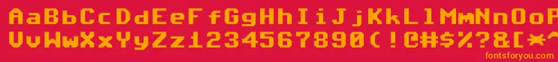 Commodore64Angled Font – Orange Fonts on Red Background