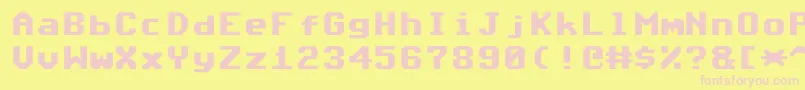 Commodore64Angled-Schriftart – Rosa Schriften auf gelbem Hintergrund