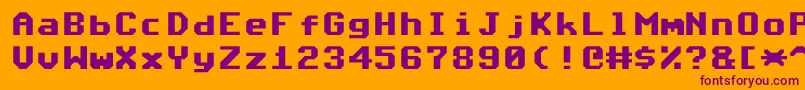 Commodore64Angled-Schriftart – Violette Schriften auf orangefarbenem Hintergrund