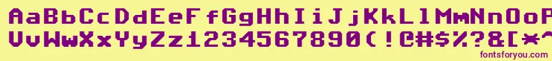Commodore64Angled Font – Purple Fonts on Yellow Background