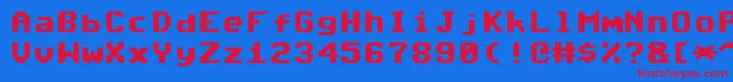 Commodore64Angled Font – Red Fonts on Blue Background