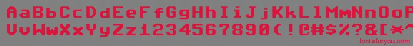 Commodore64Angled Font – Red Fonts on Gray Background