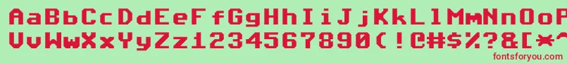 Commodore64Angled-fontti – punaiset fontit vihreällä taustalla