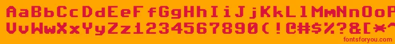 Commodore64Angled Font – Red Fonts on Orange Background