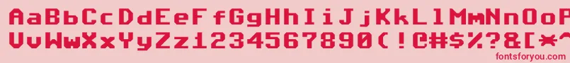 Commodore64Angled Font – Red Fonts on Pink Background