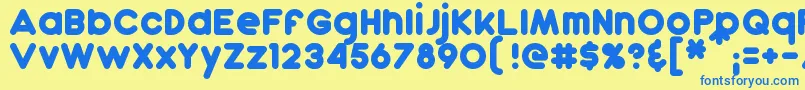 フォントDunkin – 青い文字が黄色の背景にあります。