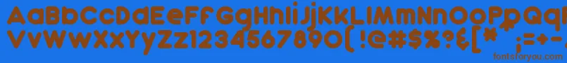 フォントDunkin – 茶色の文字が青い背景にあります。