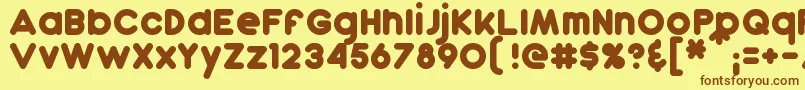 Dunkin-fontti – ruskeat fontit keltaisella taustalla
