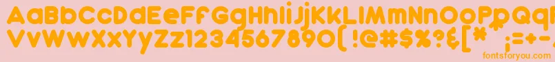 フォントDunkin – オレンジの文字がピンクの背景にあります。