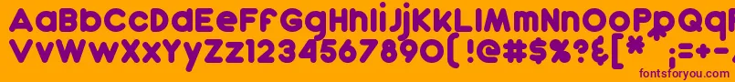 Dunkin-fontti – violetit fontit oranssilla taustalla